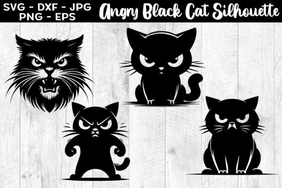 Angry Black Cat Silhouettes SVG EPS PNG Review