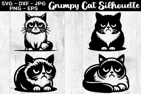Grumpy Cat Silhouettes SVG EPS PNG Review