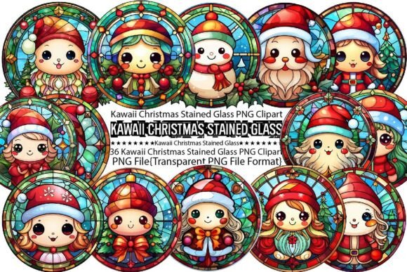 Kawaii Christmas Stained Glass PNG Review