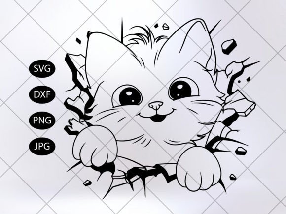 Peeking Cat Svg for Embroidery Projects