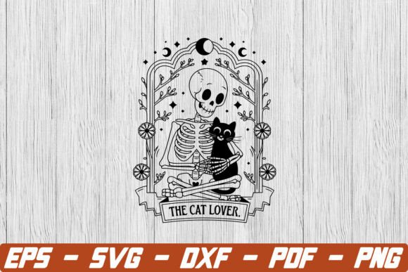 The Cat Lover Tarot Svg, Skeleton and Cat