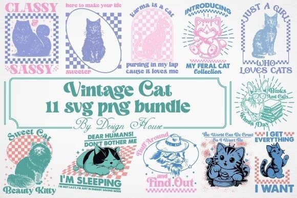 Vintage Cat SVG PNG Bundle Review